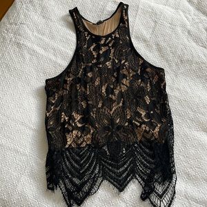 Beautifully detailed black lace Express top